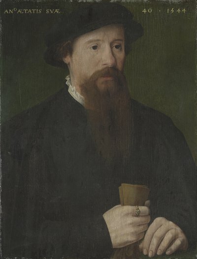 Porträt eines Mannes mit Handschuhen von Pieter Jansz. Pourbus