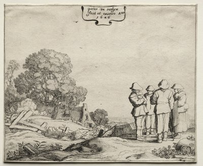 Landschaft mit vier Bauern im Gespräch, 1626 von Pieter Molyn