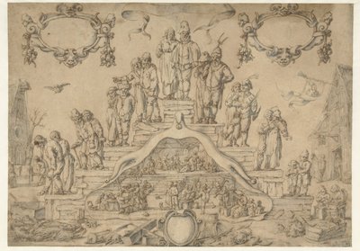 Treppe des Alters mit Bauern und Bäuerinnen von Pieter Nolpe (attributed to)