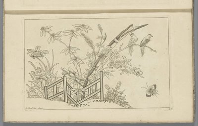 Drei Vögel in einem blühenden Baum von Pieter Schenk (II)