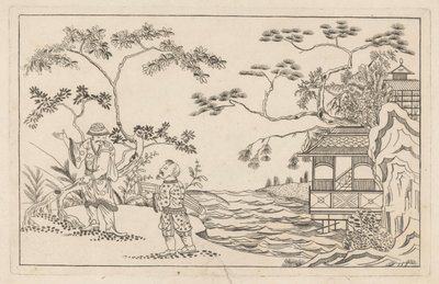 Zwei chinesische Männer in einer Landschaft von Pieter Schenk (II)