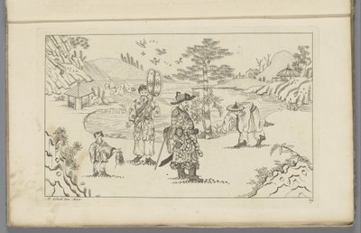 Vier chinesische Figuren in einer Landschaft (Serie) von Pieter Schenk (II)