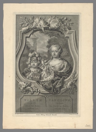 Porträt von Willem V, Prinz von Oranien-Nassau, und Carolina, Prinzessin von Oranien-Nassau von Pieter Tanjé