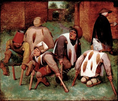 Die Krüppelgruppe von behinderten Charakteren, Kriegsversehrte. Gemälde von Pieter Bruegel dem Älteren (1525-1569) 1568. Paris, Louvre von Pieter Bruegel the Elder