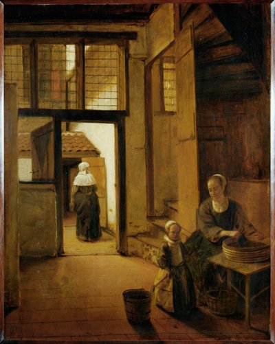 Hinterhof eines holländischen Hauses von Pieter de (after) Hooch