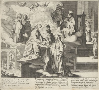 Katharina erscheint / Hochzeit von Katharina / Katharina teilt ihren Mantel Szenen aus dem Leben und den Wundern der Heiligen Katharina von Siena (Serientitel) von Pieter de Jode (I)