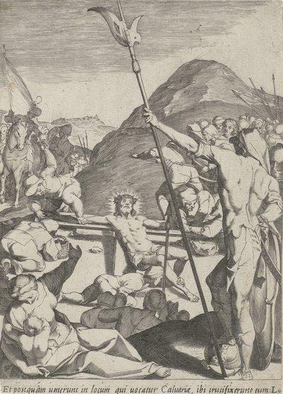Christus wird ans Kreuz genagelt von Pieter de Jode (I)