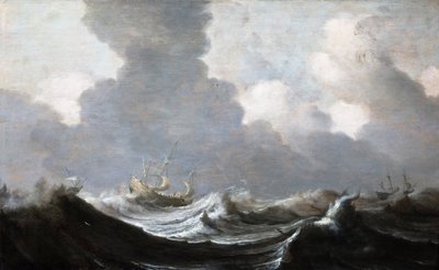 Vier Schiffe vor einem Sturm von Pieter the Elder Mulier