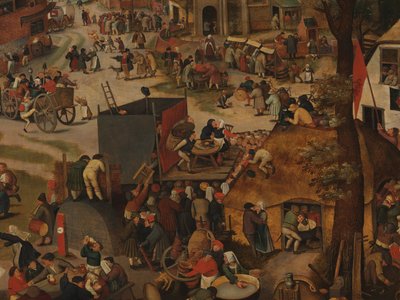 Dorffest mit Theatervorstellung und Prozession zu Ehren von St. Hubert und St. Antonius von Pieter Brueghel the Younger