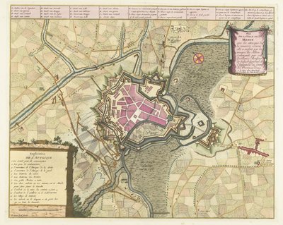 Karte der Belagerung von Menen, 1706 von Pieter van Call (II)