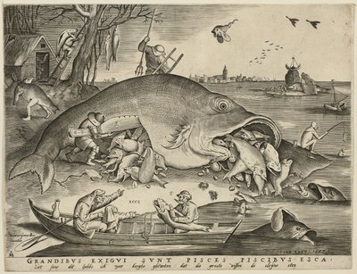 Großer Fisch frisst kleinen Fisch von Pieter van der Heyden