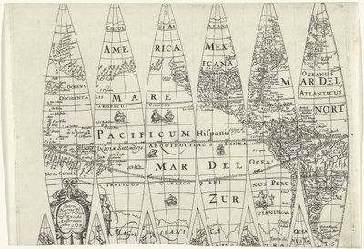 Globensegmente eines Teils der nördlichen Hemisphäre von Pieter van der Keere