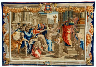 Wandteppich aus dem 17. Jahrhundert, der das Opfer von Lystra darstellt von Pietro 1579 1669 Fevère