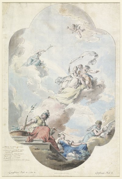 Entwurf für ein Deckenbild mit einer Hochzeitsallegorie von Pietro Antonio III Novelli