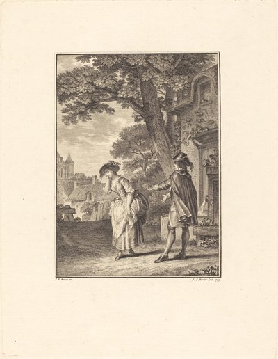 Le Devin du Village (Colette weint) von Pietro Antonio Martini after Jean Michel Moreau