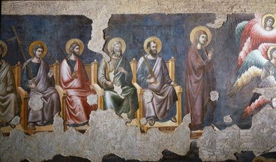 Das Jüngste Gericht Detail der Apostel (von denen der heilige Paulus rechts ist) - Fresko von Pietro Cavallini