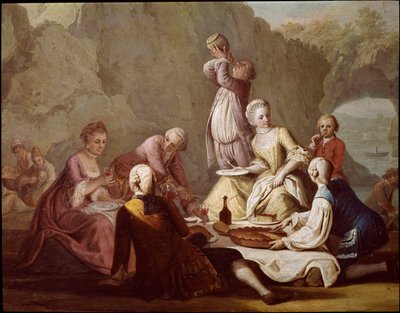 Bankettszene in Posillipo (Pausilippe) Neapel (Detail) von Pietro Fabris