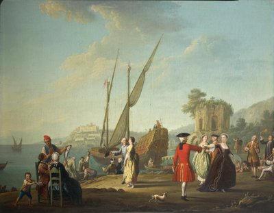 Menuett in Baia, heute ein Teil von Bacoli (Neapel), im Gebiet der Campi Flegrei, von Pietro Fabris von Pietro Fabris