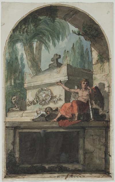 Entwurf für ein Fresko des Grabes von Vincenzo Martinelli (1737-1807) in der Certosa von Bologna von Pietro Fancelli