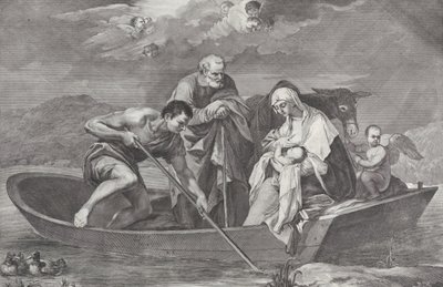 Die Flucht nach Ägypten, mit der Heiligen Familie in einem Boot, 1730-50 von Pietro Monaco