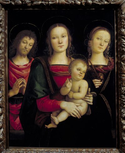 Die Jungfrau und das Kind umgeben von Johannes dem Täufer und der Heiligen Katharina von Pietro Perugino