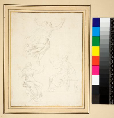 Zwei sitzende weibliche Figuren in Gewändern von Pietro Santi Bartoli