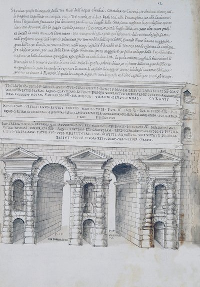 Porta Maggiore in Rom, Zeichnung, aus Römische Antiquitäten, von Pirro Ligorio (1513-1583) von Pirro Ligorio
