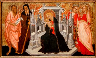 Madonna mit Kind und Heiligen. 15. Jahrhundert von Pittore Marchigiano