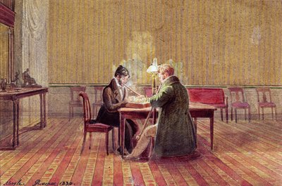 Adam Bernard Mickiewicz (1798-1855) spielt Schach mit einem Freund, 1830 von Polish School