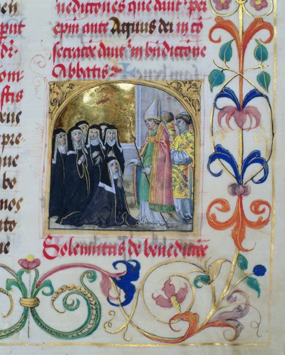 Bischof segnet die Nonnen aus dem Pontifikale von Bischof Erasmus Ciolek, ca. 1510 von Polish School