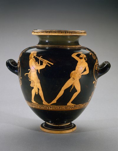 Rotfiguriger Stamnos mit Szene von Herkules mit Satyr, 440-420 v. Chr. von Polygnotos Polygnotos