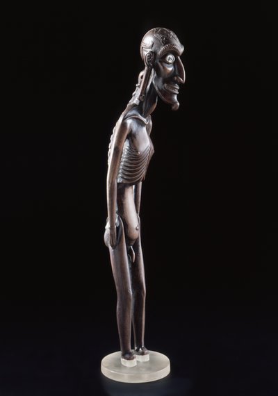 Holzfigur in Form eines Mannes geschnitzt, von der Osterinsel, vor 1894 (Holz & Obsidian) von Polynesian School