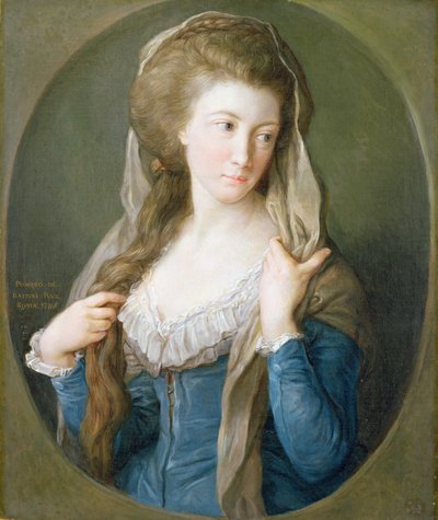 Porträt einer Frau, traditionell identifiziert als Margaret Stuart, Lady Hippisley von Pompeo Girolamo Batoni