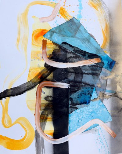 Dynamisches Blau-Orange Abstrakt von Poonam Choudhary