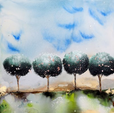 Serene Landschaftsbäume von Poonam Choudhary