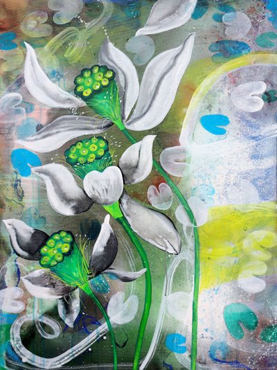 Lebendiger Lotus-Teich von Poonam Choudhary