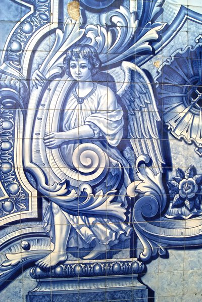 Dekoratives Paneel, das einen Engel darstellt, Lamego, Portugal. 1738 von Portuguese School