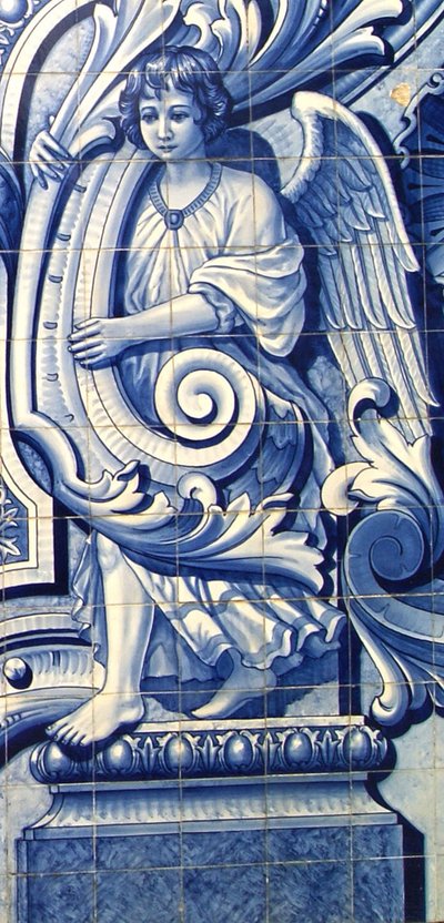 Dekoratives Paneel mit einem Engel, Lamego, Portugal, 1738 von Portuguese School