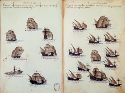Manuskriptseite: Denkwürdigkeiten der Armadas von Portugal unter König Manuel I. von Portuguese School