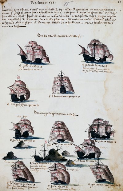 Schiffe von Seeexpeditionen zur Entdeckung von Malakka von Portuguese School