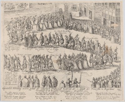 Hochzeitsprozession für die Hochzeit von Elizabeth Stuart, Tochter von James I von Possibly by Abraham Hogenberg.