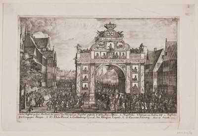 Frederik V. passiert das Ehrentor in Horsens von Poul Isac Grønvold