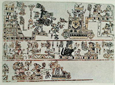 Faksimile-Kopie des Codex Bodley, Detail, ca. 1521 (Pergament) von Pre Columbian Pre Columbian