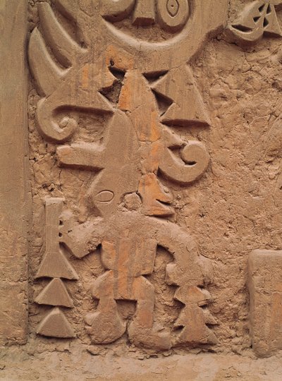 Detail der Reliefs am Tempel Huaca el Dragon (Stein) von Pre Columbian Pre Columbian