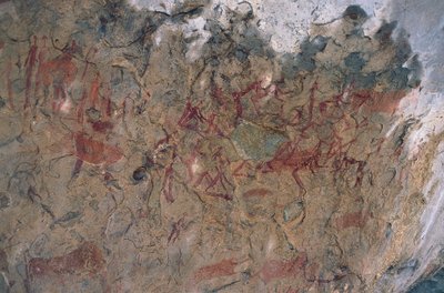 Menschliche und tierische Figuren (Höhlenmalerei) von Prehistoric Prehistoric