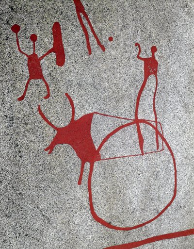Nordische Bronzezeit: Pflug, gezogen von einem Ochsen von Prehistoric Prehistoric