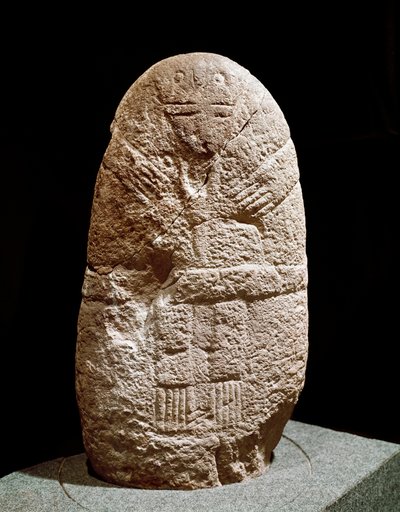 Vorgeschichte: Statuette Menhir. Steinzeit, Neolithikum. Saint Germain en Laye, Museum für Nationalantiquitäten von Prehistoric Prehistoric