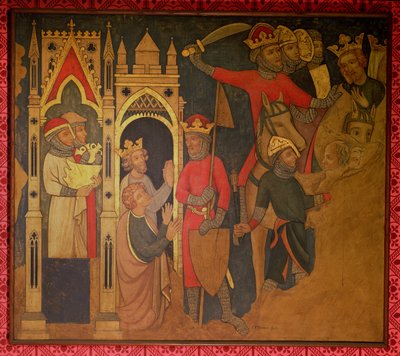 Gefangenschaft von König Jojachin von Israel, Rekonstruktion eines Wandgemäldes ursprünglich in der Painted Chamber des Palace of Westminster von Professor Ernest Tristram