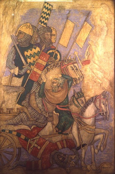 Die Geschichte des Antiochus, Rekonstruktion eines Wandgemäldes ursprünglich in der Painted Chamber des Palace of Westminster von Professor Ernest Tristram