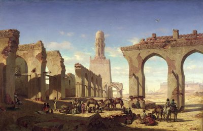 Ruinen der Moschee des Kalifen El Haken, Kairo, ca. 1840 von Prosper Georges Antoine Marilhat